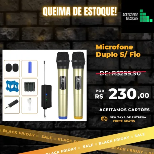 Microfone Duplo Sem Fio Recarregável