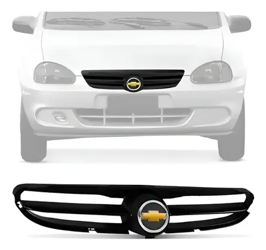 Kit Grade Frontal Dianteira Emblema Corsa Classic 2003 2008 Preto Fosco