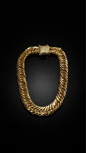 Pulseira grumet tripla ouro 18k