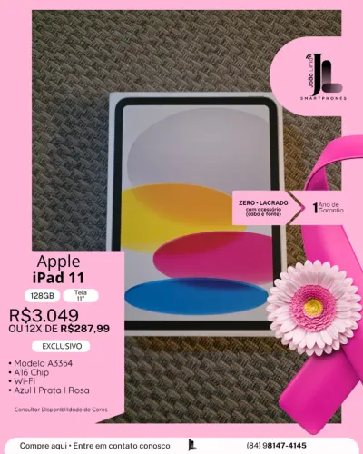 IPAD 11, 128GB, TELA 11?, LACRADO, EXCLUSIVO!