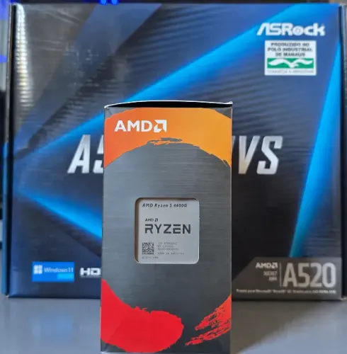 Kit Processador Ryzen 5 4600G + Placa mãe A520 