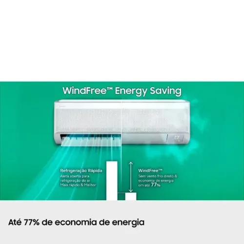 Ar-condicionado Split Inverter Samsung WindFree Connect, 12.000 BTUs, quente e frio.