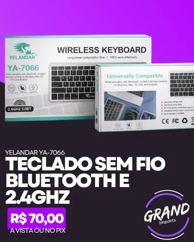 Teclado sem fio Bluetooth e 2.4ghz