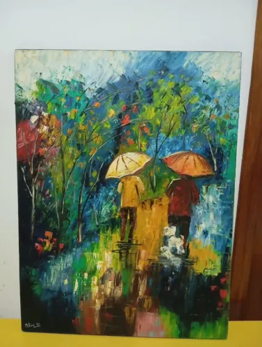 Quadro releitura do "Friends With A Dog" da artista Elise M.J