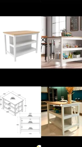 Ilha cozinha com rodízio