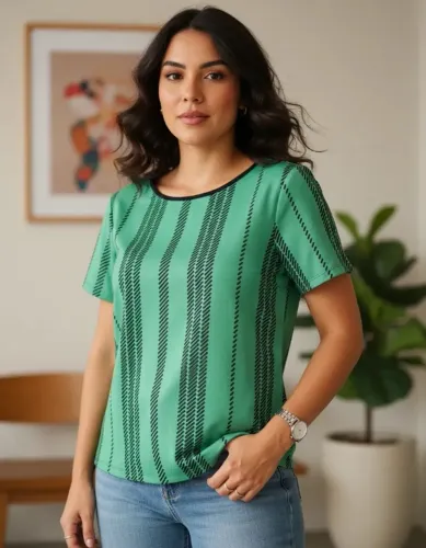 blusa morena rosa listrada linda!