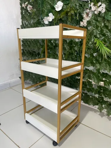 Carrinho auxiliar multiuso, com 4 bandejas com rodinhas para estética industrial!