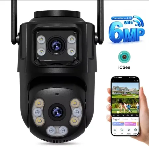 Câmera de Segurança Wi-Fi Dupla 6MP - Externa - Prova D'Água