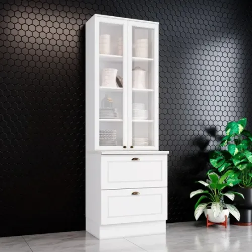 Cristaleira 02pts / 02 Gavetões 700mm Americana 100%MDF.