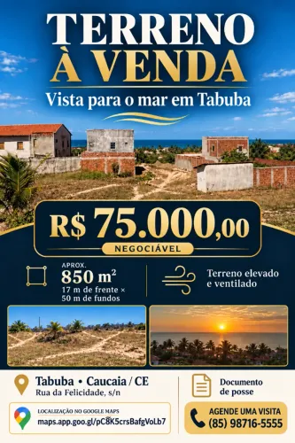 Terreno com Vista para o Mar | 850 m² | Tabuba - Caucaia/CE  