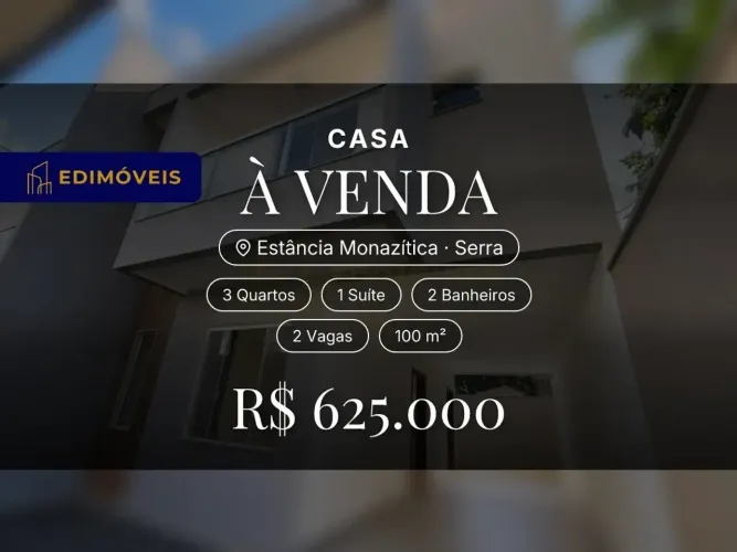 Estância Monazítica: Casa 3 quartos com garagem coberta, seu novo lar!