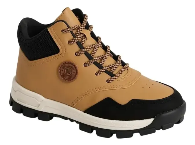 Bota Coturno Infantil N°30 Molekinho Original Mostarda e Preto