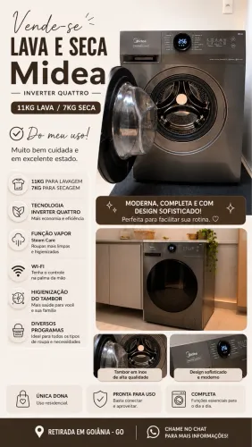 Lava e Seca Midea Inverter Quattro 11kg Lava / 7kg Seca