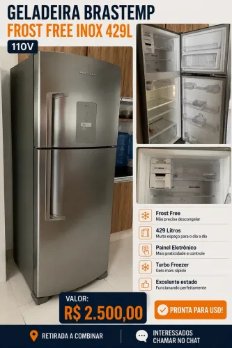 Geladeira Brastemp Frost Free Inox 429 Litros - 110V