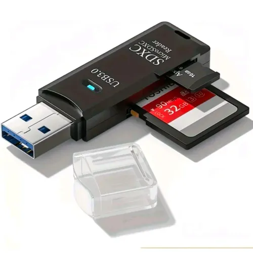 Adaptador USB 3.0 p/ Cartão de memória SD e MicroSD - Kingston, SanDisk, Lexar,