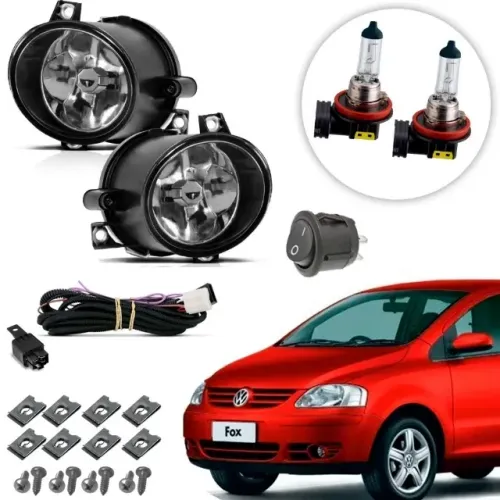 Kit Farol de Milha Neblina Auxiliar Luz Volkswagen Fox 2003 - 2009