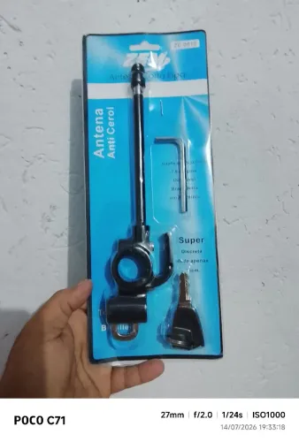 Antena Corta-Pipa com Trava de Capacete para Moto - 2 Chaves + Ferramenta de Instalação