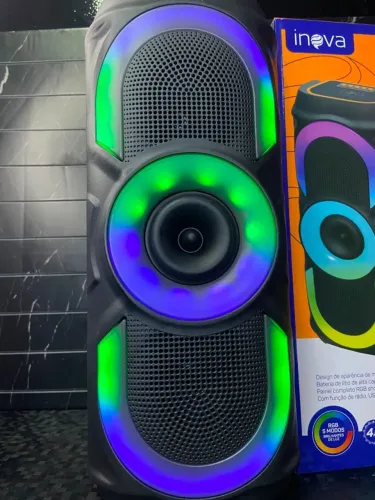 Caixa de Som Alto-Falante Multimídia Bluetooth Led RGB - MD-12270 iNova an5