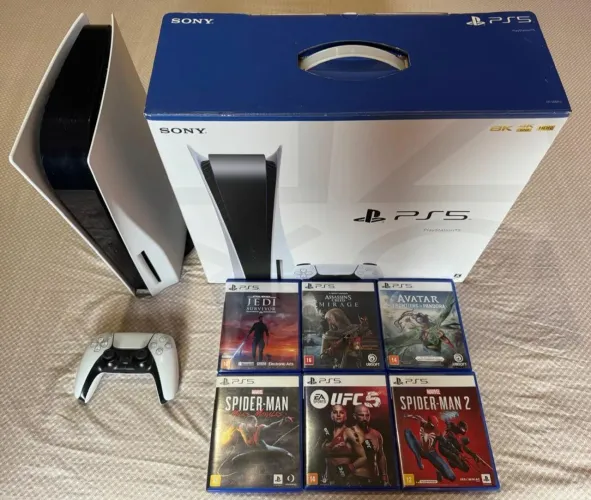 Ps5 com unidade de disco + 6 jogos