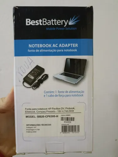 FONTE NOTEBOOK HP PAVILION, PROBOOK, ELITEBOOK, COMPACT PRESARIO, NOVA