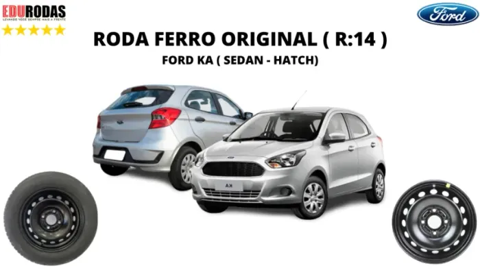Roda Ferro Original Ford Ka, New Fiesta ( Roda + Pneu )
