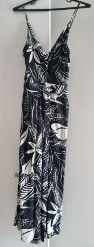 Vestido Longo Preto e Branco Farm Rio