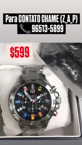 Relógio NAUTICA BANDEIRAS ORIGINAL MOSTRADOR PRETO