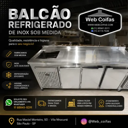 Balcão refrigerado industrial em aço inox, Direto da fábrica, (Faça um orçamento)
