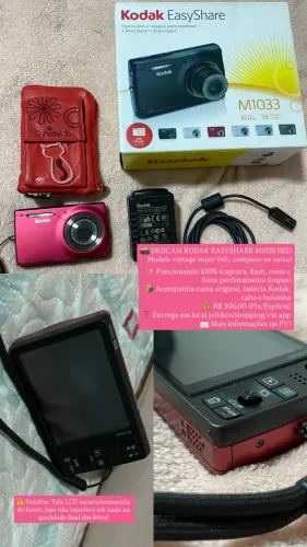 Câmera Digital Kodak EasyShare M1033 Red Completa na Caixa (Leia a Descrição)