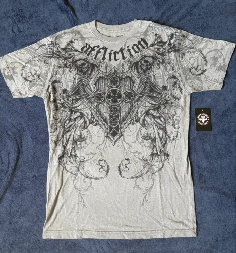 Camiseta Affliction Cinza Y2K 2000s SK8 Gringa Original