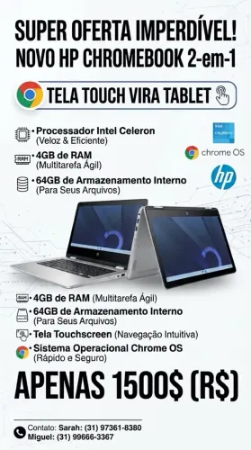 NOVO HP CHROMEBOOK 2-em-1 ? TELA TOUCH VIRA TABLET