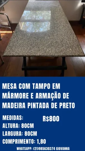 MESA COM TAMPO EM MÁRMORE - 10% DE DESCONTO E PODE PARCELAR NO CARTÃO