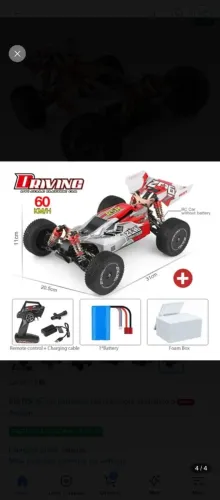 Carrinho Controle Remoto Buggy Driving 60km por Hora, escala 1:16