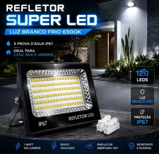 KIT 2 REFLETORES SUPER LED