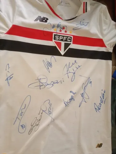 camisa oficial garoto de 12 anos sao paulo autografada luis fabiano e time 2025