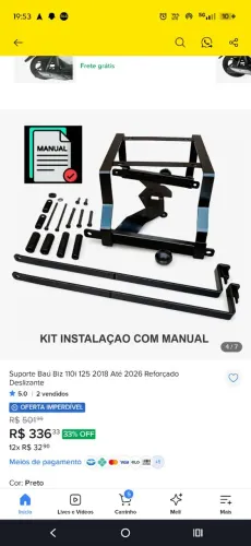 Suporte para baú biz