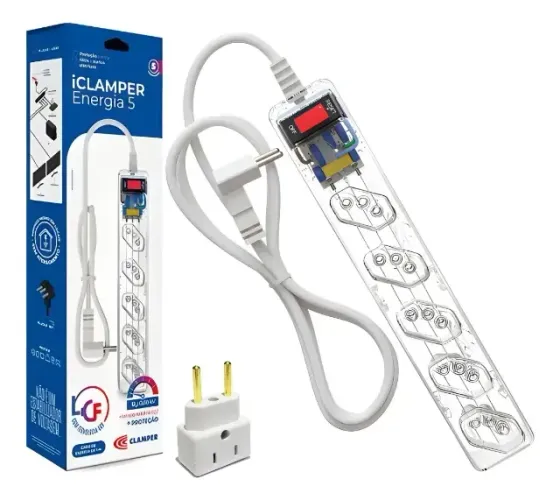 Filtro de Linha DPS IClamper, 5 Conexões, Preto ProteçãoTotal -Loja Fs informática