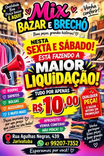 Mix bazar e brechó grande liguidacap de peças