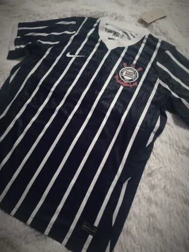 Camisa do Corinthians listrada preto e branco Versão Jogador