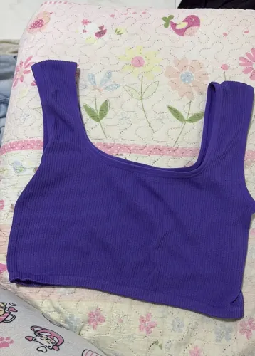 cropped top roxo canelado