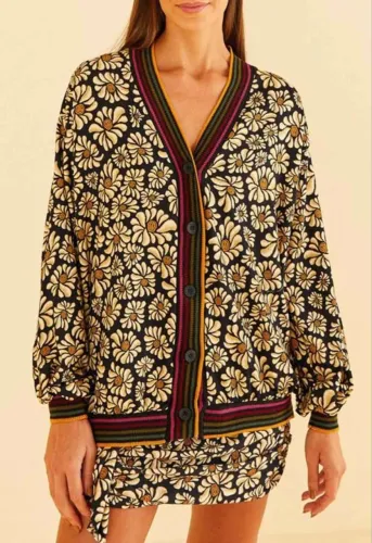 Vendo cardigan de malha da estampa Bem-Me-Quer