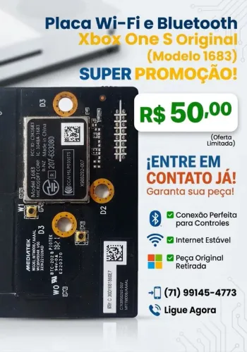 Placa Wi-Fi e Bluetooth Xbox One S Original (Modelo 1683)