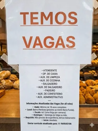 Vaga para início imediato 