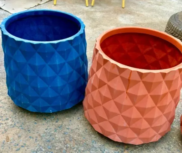 Vaso para plantas de médio porte - cores azul e laranja