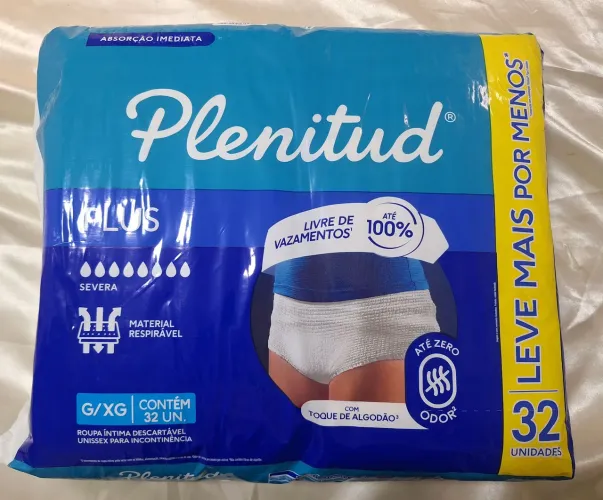 Fralda Geriátrica/Roupa íntima Plenitud G/XG