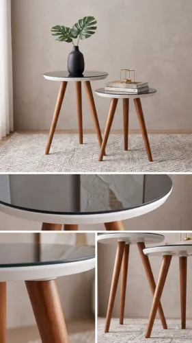Par de Mesas de Canto / Apoio Pés Palito - Ideal para Sala, Quarto ou Decorar Airbnb