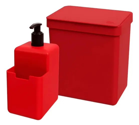 Kit Com Dispenser 500ml e Lixeira de pia 2.5 Coza 