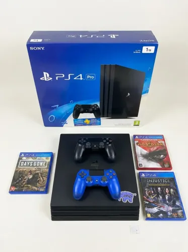 PlayStation 4 Pro 1TB - Completo com Caixa, 2 Controles e 3 Jogos