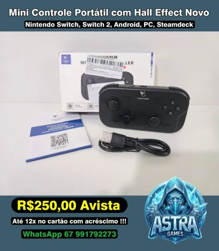 Mini Controle Portátil com Hall Effect para Nintendo Switch 1 e 2 , PC !!!
