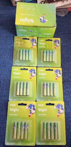 Caixa C/ 6 Blisters C/ 4 Pilhas AAA Alcalinas Cada Elgin Sonic